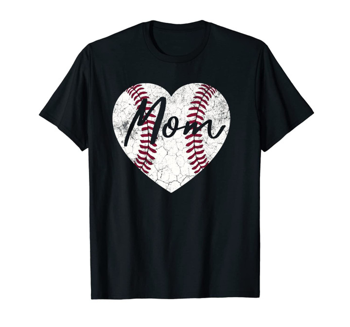 Baseball Softball Heart Vintage Mom Mother's Day Gifts Cute Unisex T-Shirt