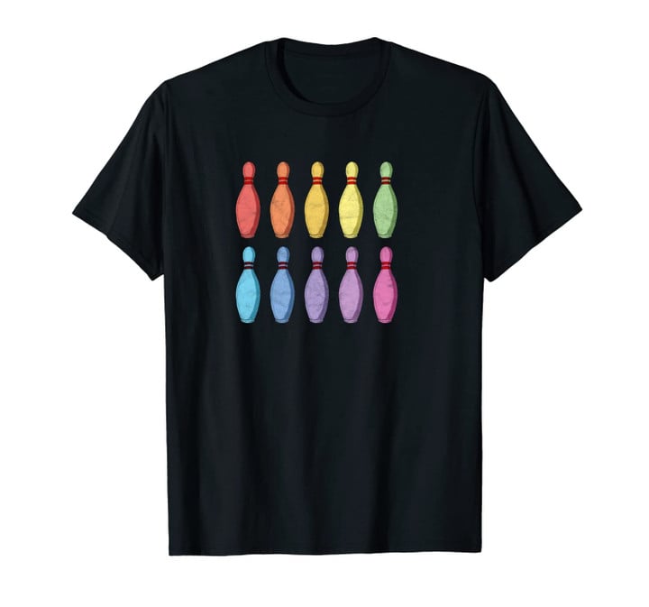 Vintage Bowling Pin Rainbow Pop Art 80's Retro Graphic Unisex T-Shirt