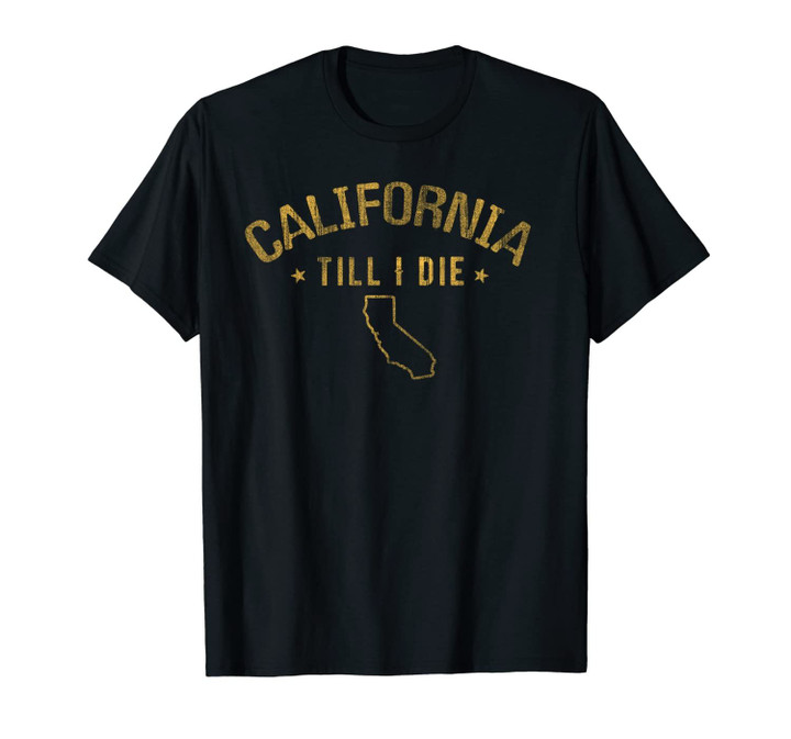 California Till I Die Golden State Outline With Stars Unisex T-Shirt