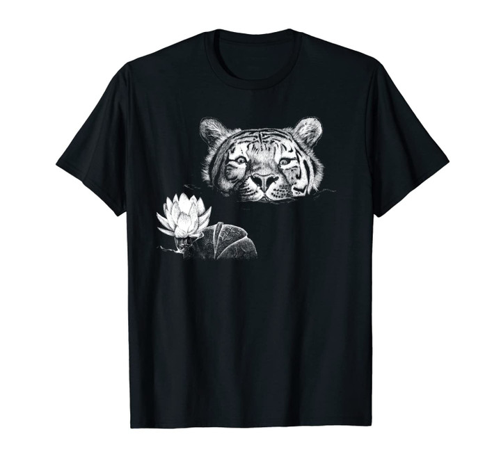 Tiger and Water Lily Original Art Unisex T-Shirt