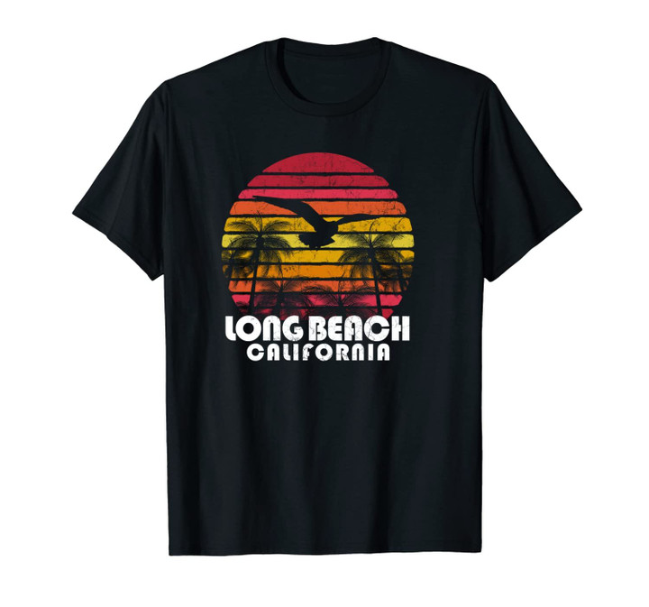 Long Beach California CA Vintage Retro 70's 80's Men Women Unisex T-Shirt