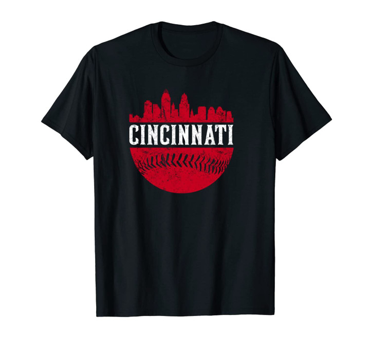 Cincinnati Ohio Baseball City Skyline Retro Vintage Unisex T-Shirt