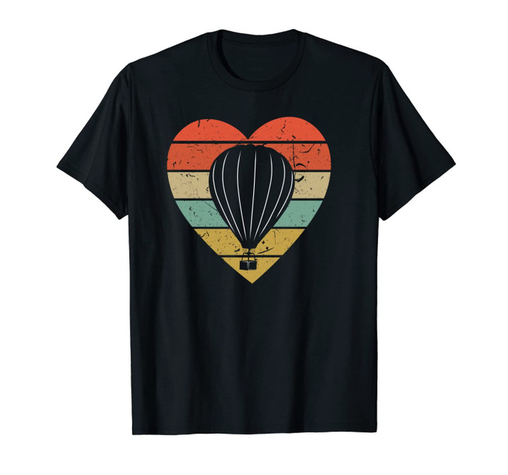 Hot Air Balloon Vintage Design Retro Balloonist Pilot Heart Unisex T-Shirt