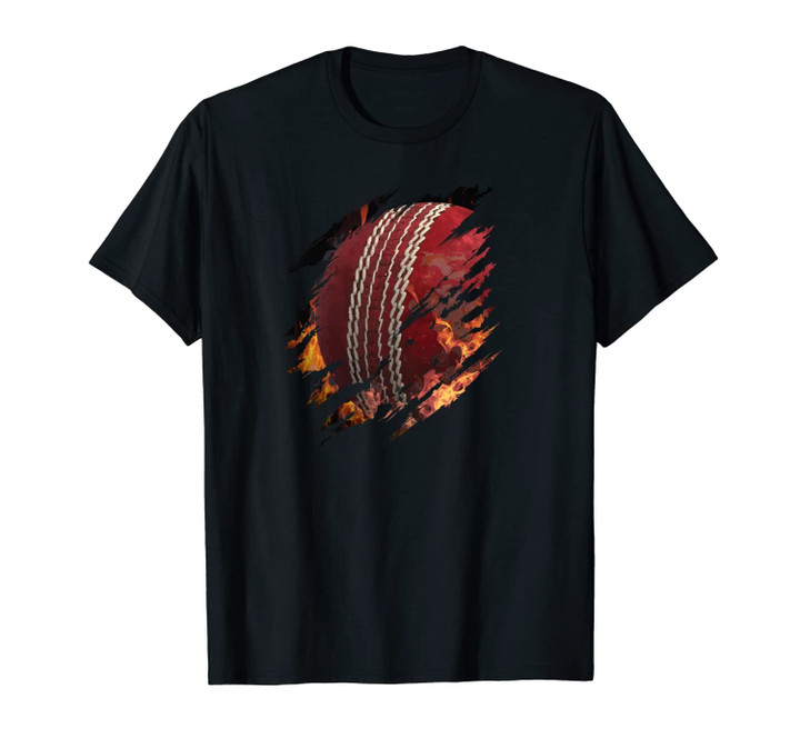 Cricket Ball On Fire Inside Of Me Fan Or Batsman Player Gift Unisex T-Shirt