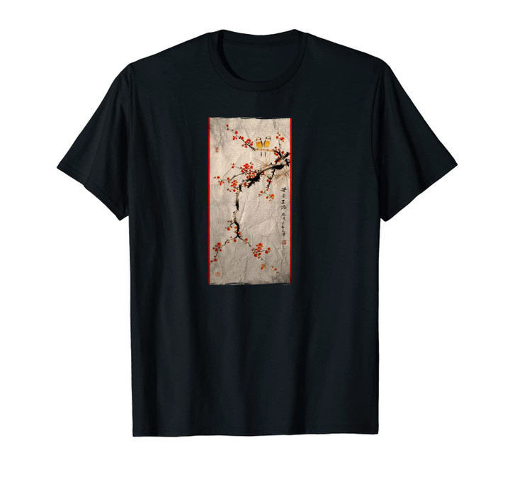 Japanese Retro Art Print Cherry Blossom Japan Culture Gift Unisex T-Shirt