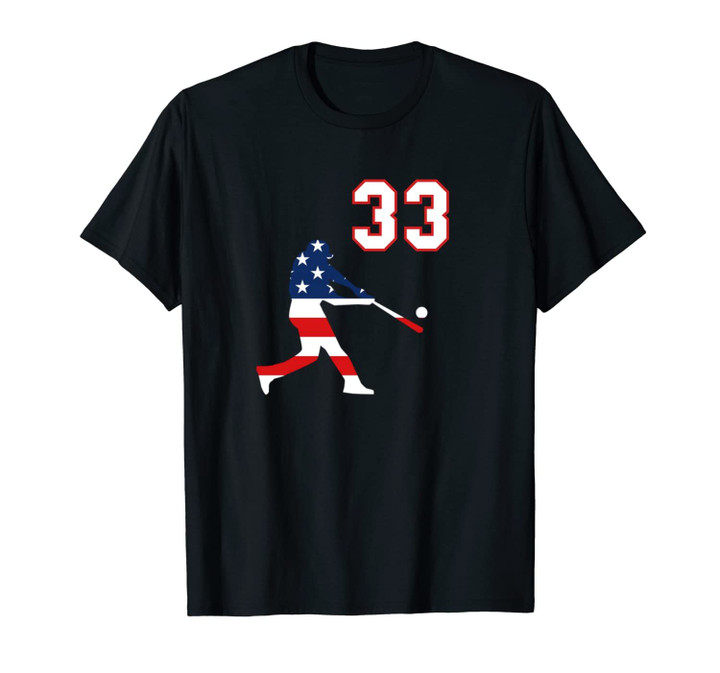 Baseball player number 33 with American USA flag Unisex T-Shirt