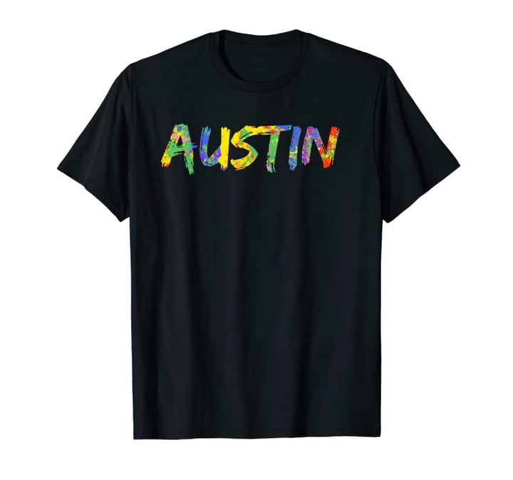 Colorful Rainbow Austin Texas Artwork City Pride Gift Austin Unisex T-Shirt