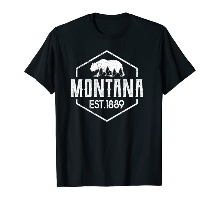 Montana Est 1889 Grizzly Bear Forrest Souvenir Gift Unisex T-Shirt