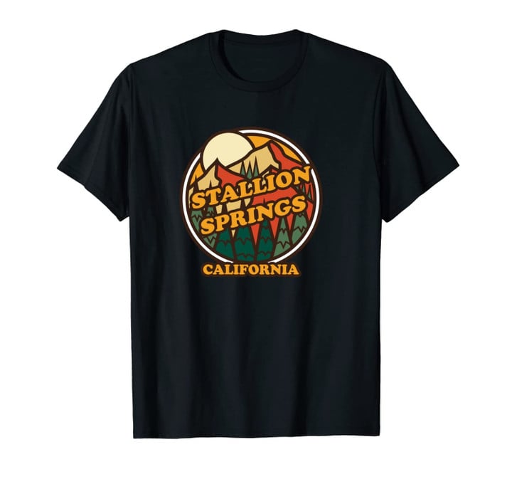 Vintage Stallion Springs, California Mountain Hiking Print Unisex T-Shirt