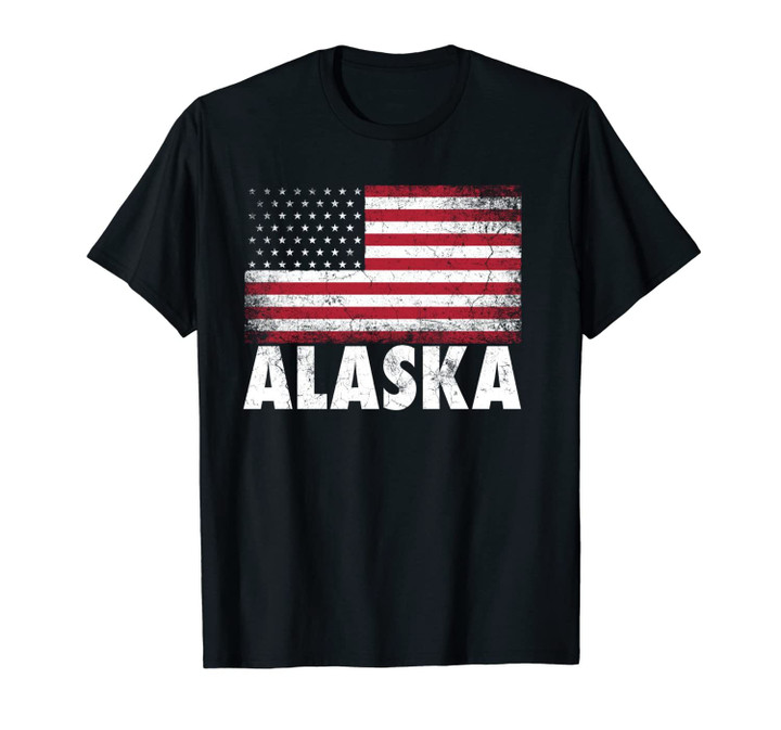 American Flag 4th of July Alaska Vintage Men Women Patriotic Unisex T-Shirt