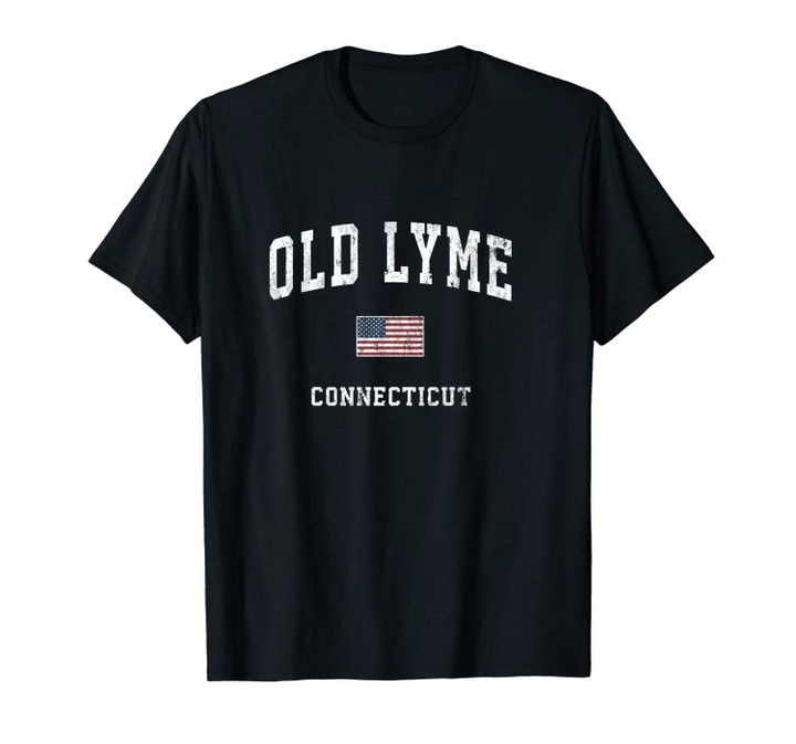 Old Lyme Connecticut CT Vintage American Flag Sports Design Unisex T-Shirt
