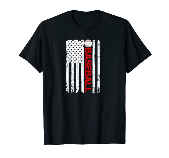 Baseball Vintage American Flag Unisex T-Shirt