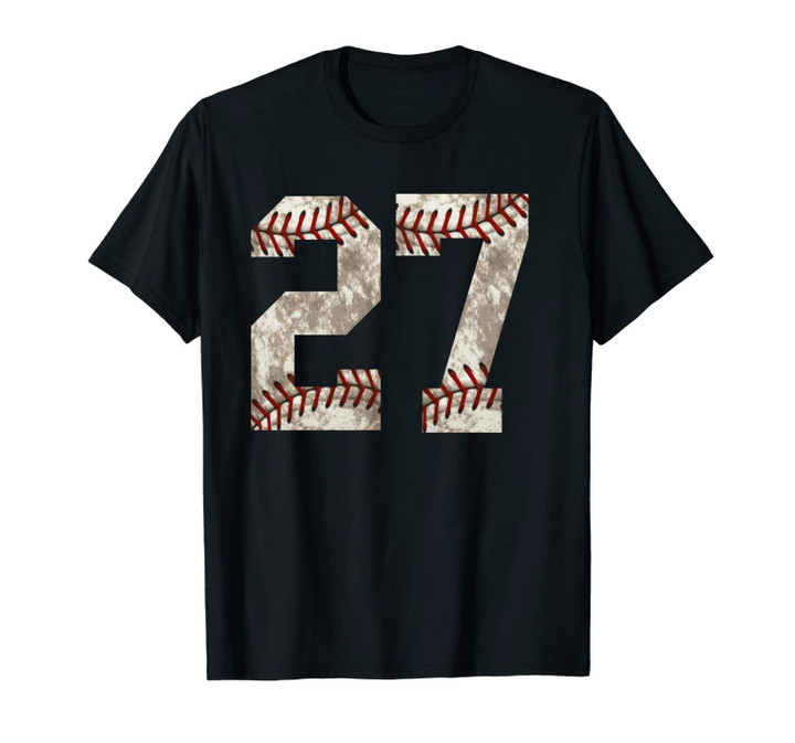 Baseball Player Jersey Number 27 Vintage Distressed Gift Unisex T-Shirt