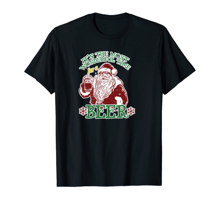 Santa Claus Drinking Beer Stein Mug Xmas Clipart Graphic Unisex T-Shirt