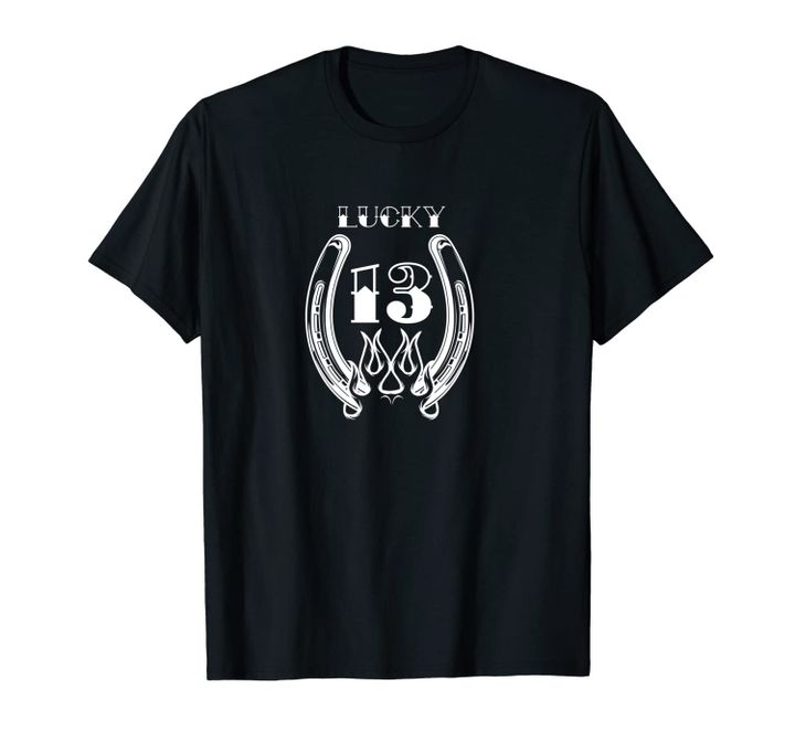 Lucky Horseshoe 13 with Flames Unisex T-Shirt