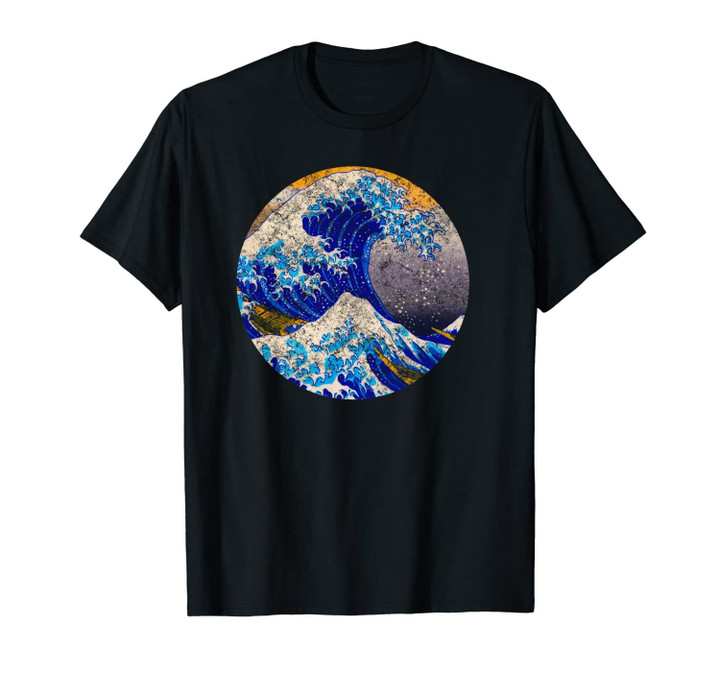 Big Blue Wave Great Wave off Kanagawa Distressed Art Gift Unisex T-Shirt