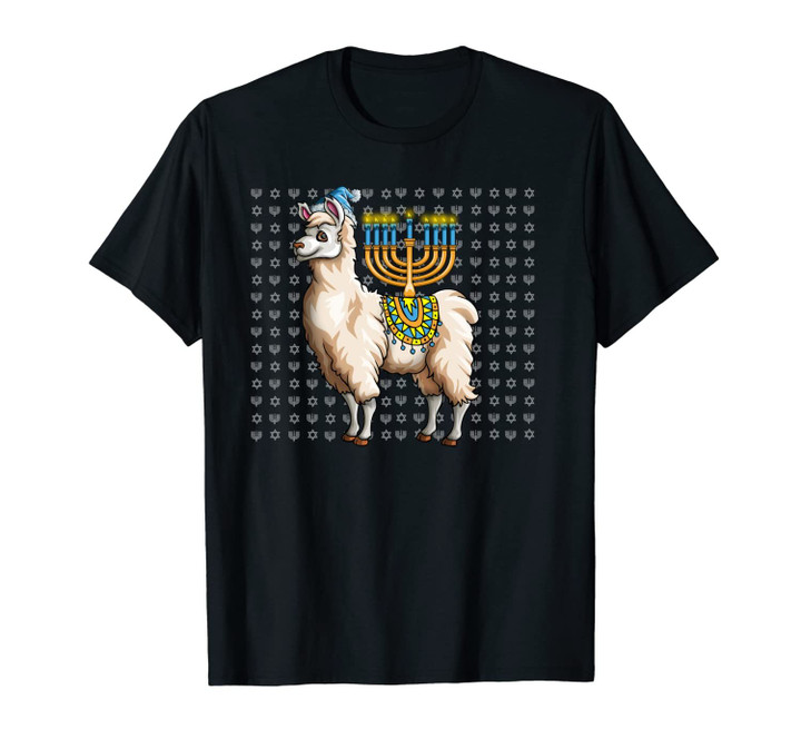 Cute Hanukkah Menorah Llama For Alpaca Chanukah Lovers Gift Unisex T-Shirt
