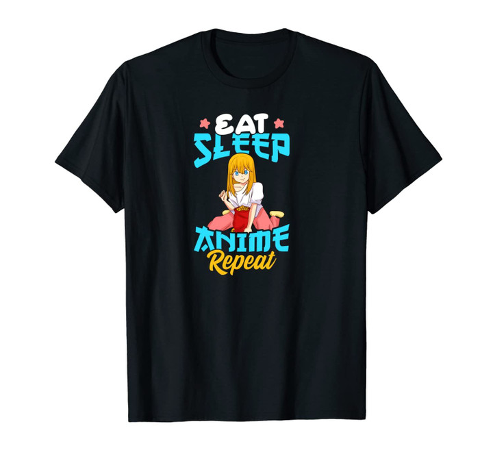 Eat Sleep Anime Repeat Cute Anime Obsessed Unisex T-Shirt
