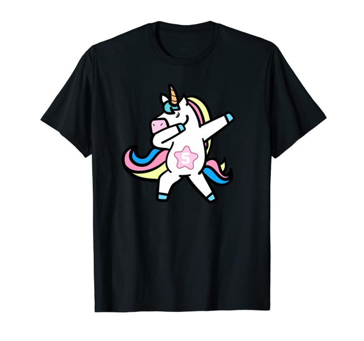 Unicorn Cute Dabbing 5th Birthday | 5 year old gift Unisex T-Shirt