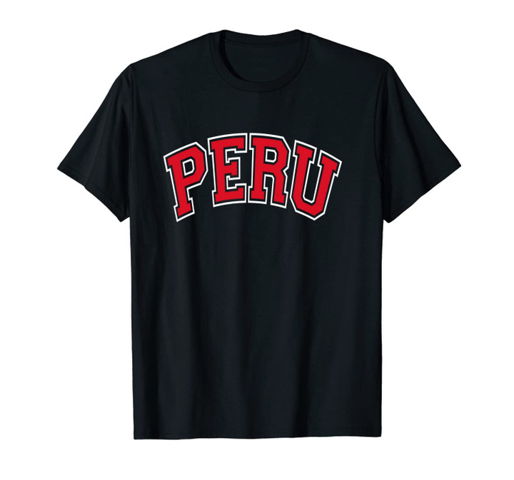 Peru Varsity Style Red Text Unisex T-Shirt