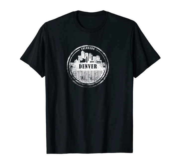 Grunge Denver Colorado Retro Skyline City Unisex T-Shirt