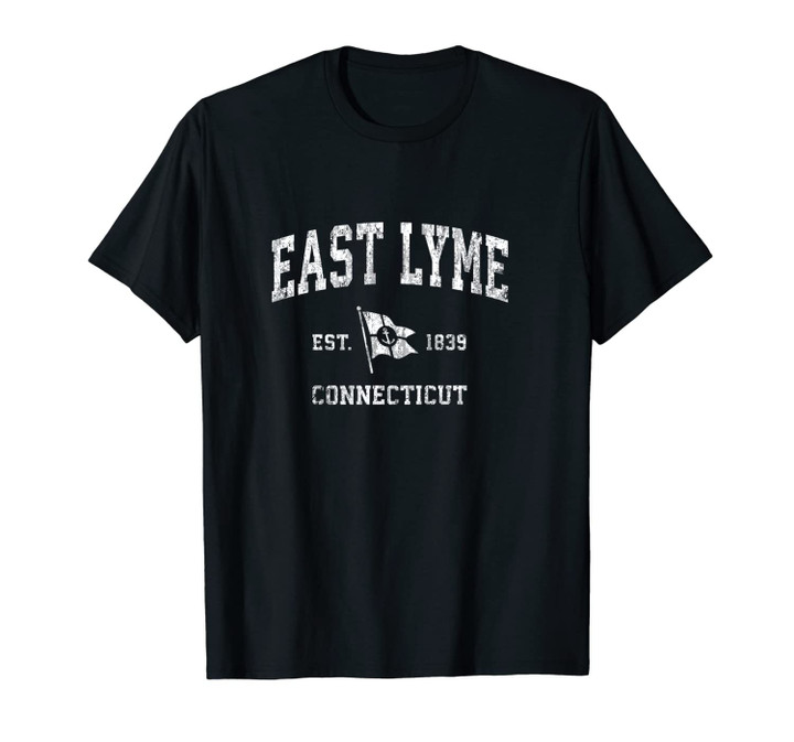 East Lyme CT Vintage Nautical Boat Anchor Flag Sports Unisex T-Shirt