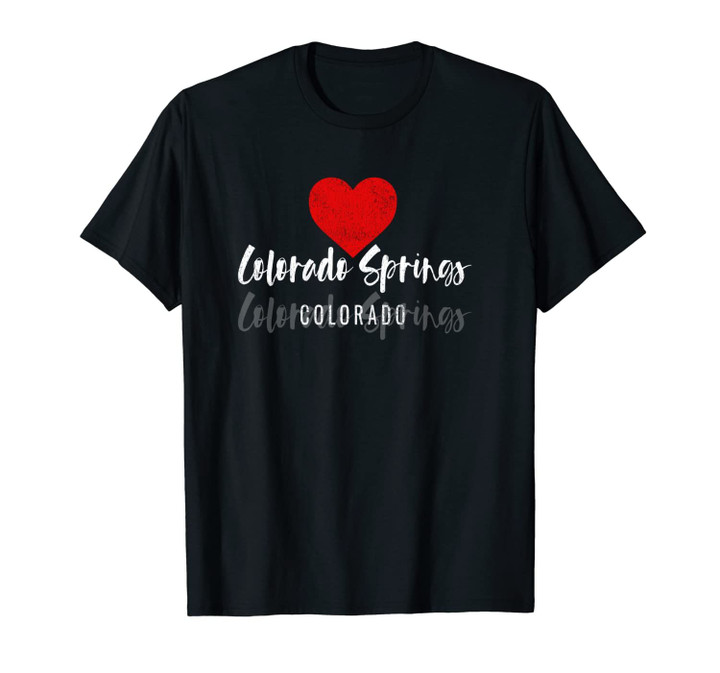 Colorado Springs CO Love Heart Script Travel Souvenir Gift Unisex T-Shirt