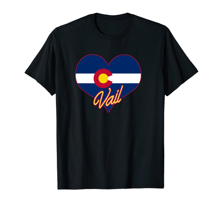 I Love Vail Colorado State Flag in Heart Hometown Unisex T-Shirt