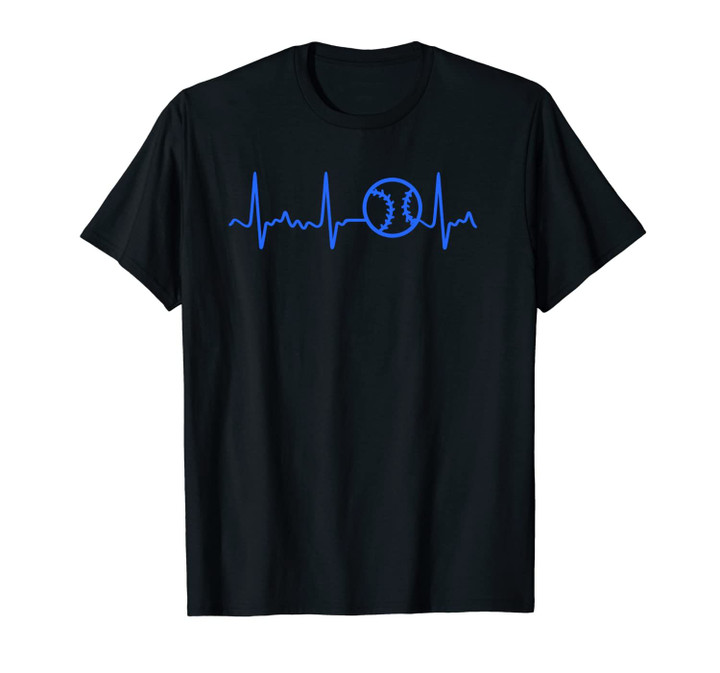 Blue Baseball Heartbeat - Blue Baseball EKG Unisex T-Shirt