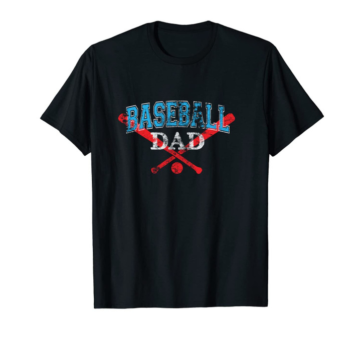Baseball Dad Red Baseball Bat Distressed Look Father's Day Unisex T-Shirt
