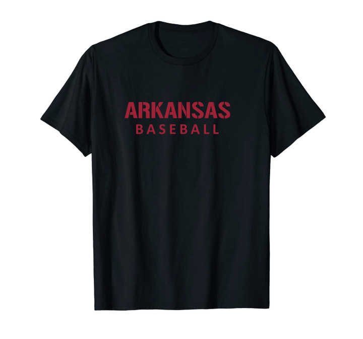 Arkansas Baseball Block and Stencil Font Unisex T-Shirt