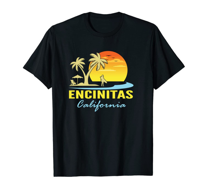 Encinitas California Sunset Beach Palm Trees Ocean Unisex T-Shirt