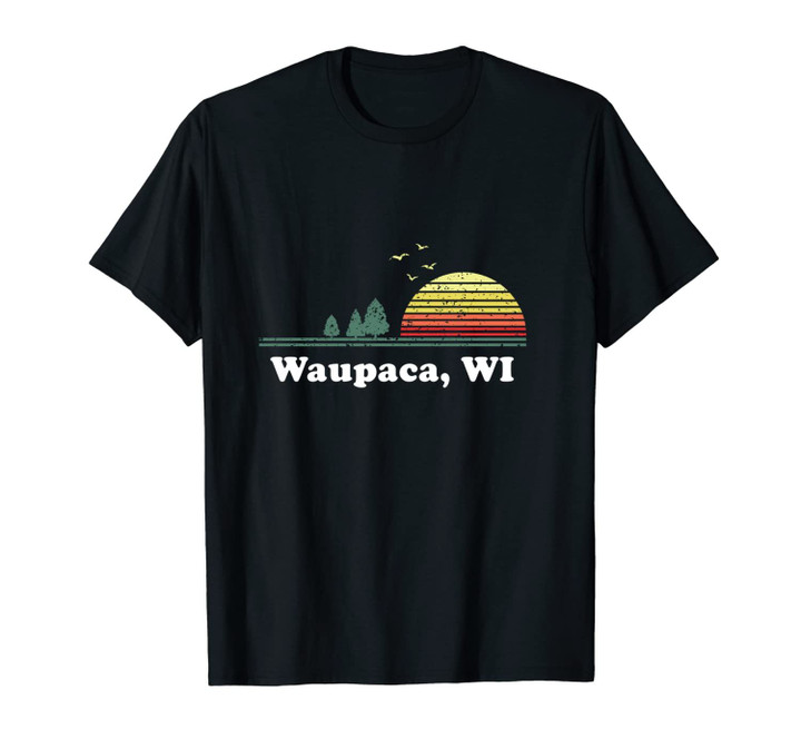 Vintage Waupaca, Wisconsin Home Souvenir Illustration Art Unisex T-Shirt