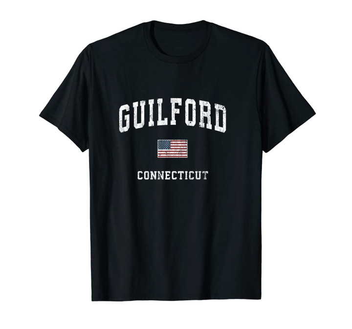 Guilford Connecticut CT Vintage American Flag Sports Design Unisex T-Shirt