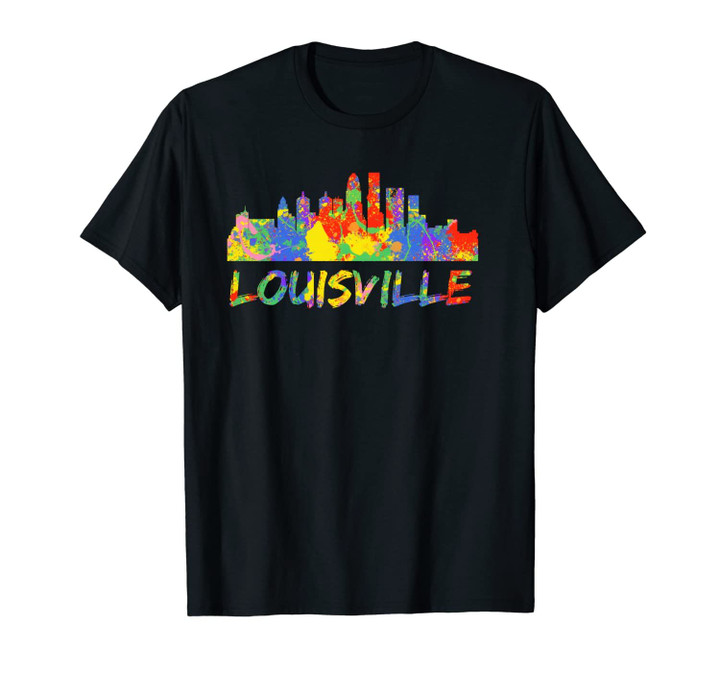 Louisville Rainbow Art City Skyline Silhouette Louisville Unisex T-Shirt