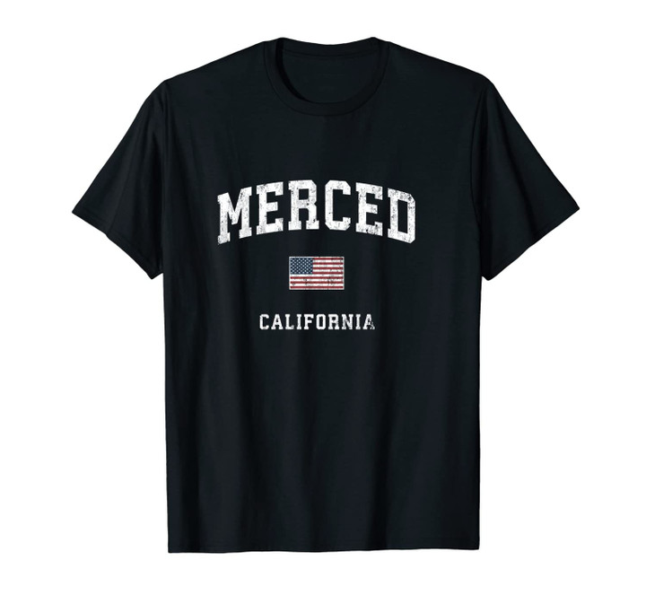Merced California CA Vintage American Flag Sports Design Unisex T-Shirt