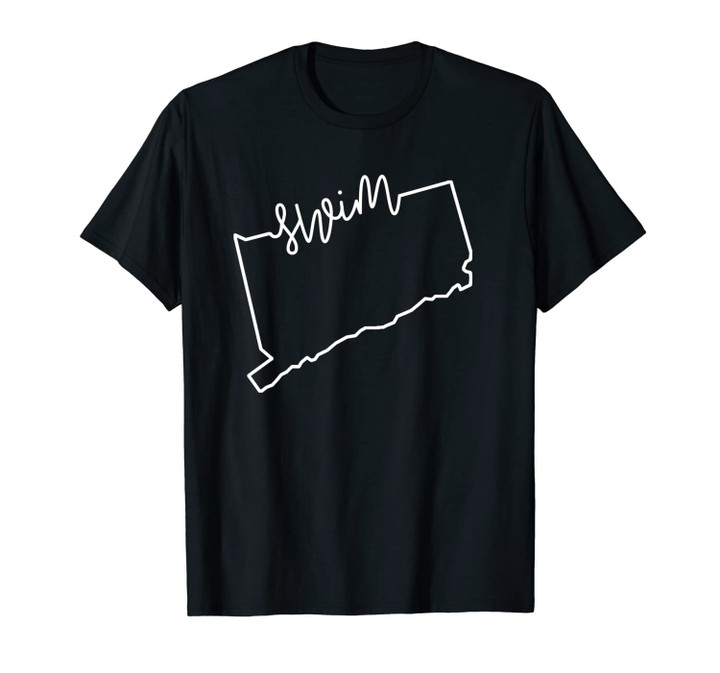 State of Connecticut Outline with Swim Script ABN501b Unisex T-Shirt