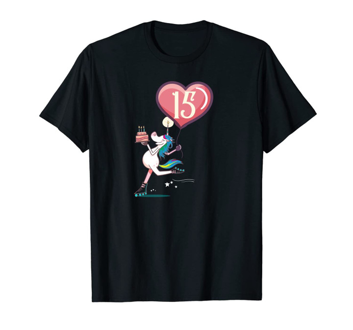 Skating UNICORN 15 year old | 15th Birthday Girl Gift Unisex T-Shirt