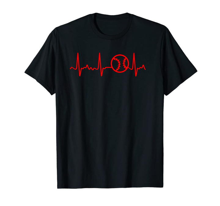 Red Baseball Heartbeat - Red Baseball EKG Unisex T-Shirt