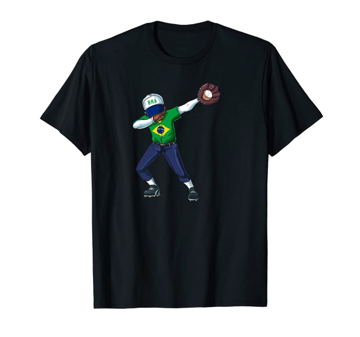Baseball Dabbing Brazil Player Catcher Pitcher Boys Men Kids Unisex T-Shirt