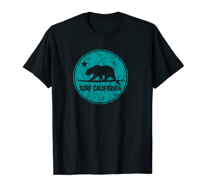 Retro California Republic Bear Surf Unisex T-Shirt
