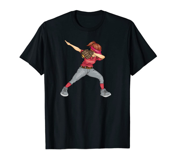 Dabbing Softball Girl Cute Sports Dabber Funny Baseball Gift Unisex T-Shirt