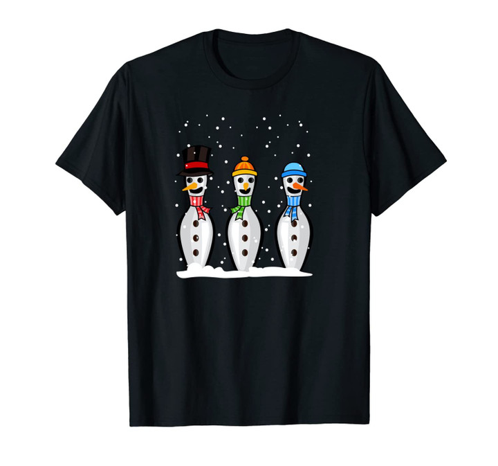 BOWLING PINS WINTER SNOWMAN| Christmas Funny Unisex T-Shirt