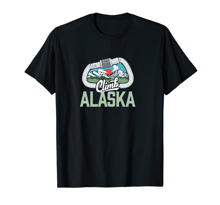 Climb Alaska - Retro Rock Climbing Vintage Carabiner Graphic Unisex T-Shirt