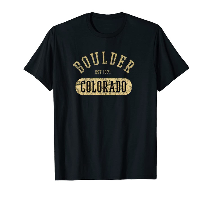 Retro Cool Boulder Colorado Distressed College Jersey Style Unisex T-Shirt