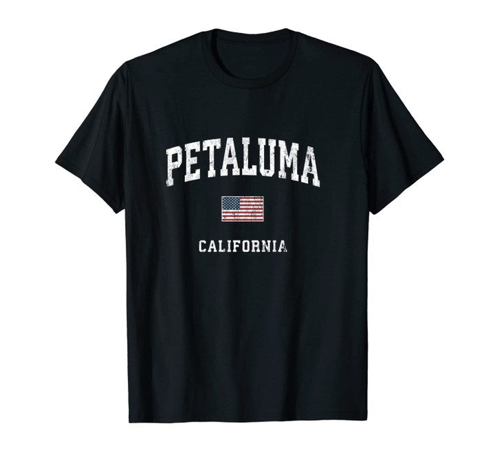 Petaluma California CA Vintage American Flag Sports Design Unisex T-Shirt