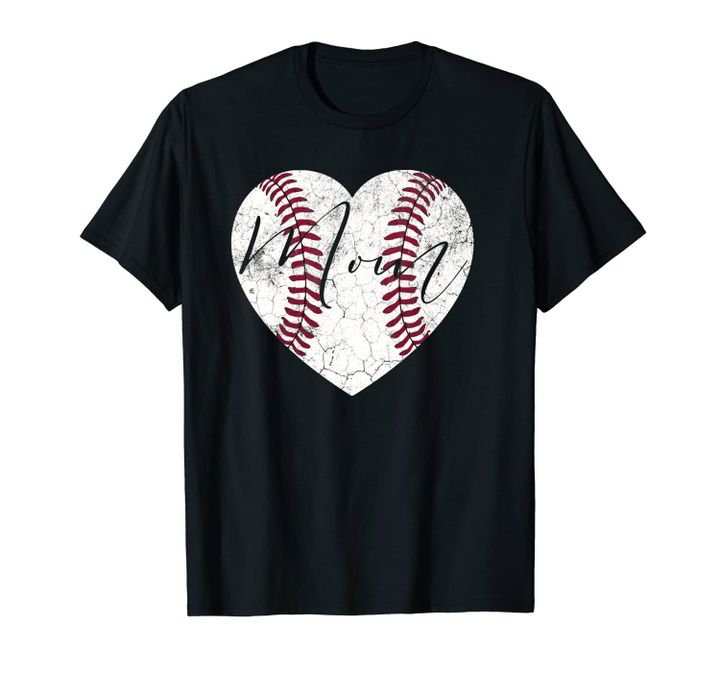 Baseball Softball T-Ball Heart Mom Womens Distressed Gift Unisex T-Shirt