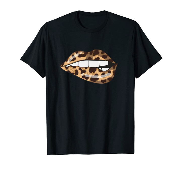 Leopard Lips Fashion Lip Art Design Print Gift Unisex T-Shirt
