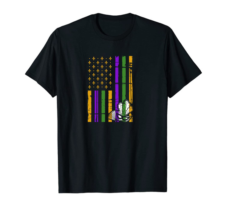 US Mardi Gras Celebration Flag Fleur De Lis Gift Unisex T-Shirt