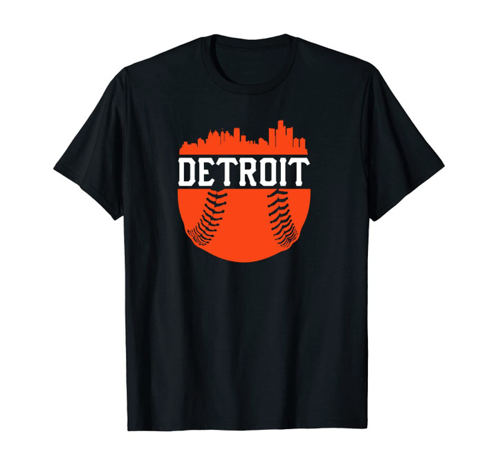 Detroit Baseball | Michigan Vintage Bengal Tiger Skyline Unisex T-Shirt